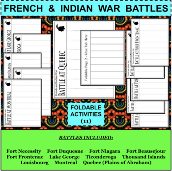 Preview of FRENCH and INDIAN WAR BATTLES Foldables Activities
