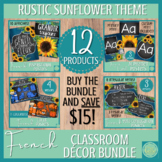FRENCH classroom décor Bundle : Rustic Sunflowers / Décor 