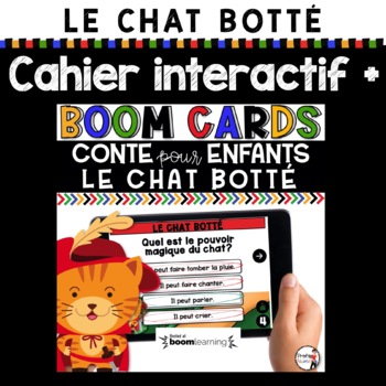 Preview of Cahier interactif et FRENCH BOOM CARDS CONTE Le Chat botté