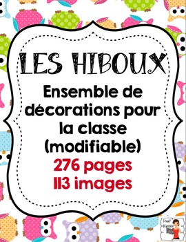 Preview of FRENCH/Classroom decor pack/Les hiboux (ensemble complet)