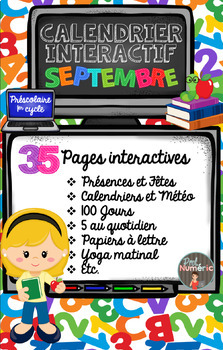 Preview of FRENCH interactive Smartboard calendar September - CALENDRIER TNI