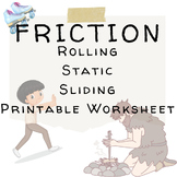 FRICTION Printable Worksheet Sliding Rolling Static 6th 7t