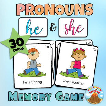 Preview of HE & SHE Pronouns Memory Game (he/she contrasts)