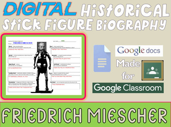 Preview of FRIEDRICH MESCHER Digital Historical Stick Figure Biography (MINI BIOS)
