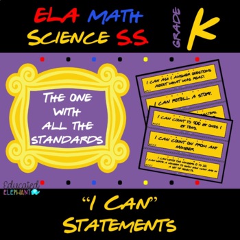 Preview of FRIENDS Themed ELA, Math, Science & S.S. - "I Can" Statements - Kindergarten