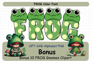 Preview of FROG COLOR FONT AND CUTE FROGS CLIPART