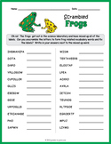 FROG THEMED Word Scramble Puzzle Worksheet Activity