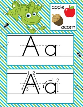 FROGS - Alphabet Cards, Handwriting, ABC Flash Cards, ABC print with pictures