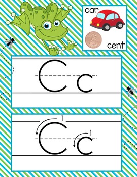 FROGS - Alphabet Cards, Handwriting, ABC Flash Cards, ABC print with pictures