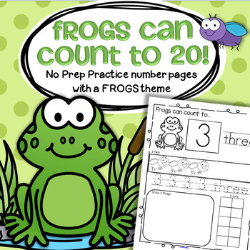Preview of FROGS Number Sense Printables 1-20 Recognition Counting Tracing No Prep