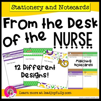 From The Desk Of The Nurse Stationery With Matching Note Cards Tpt