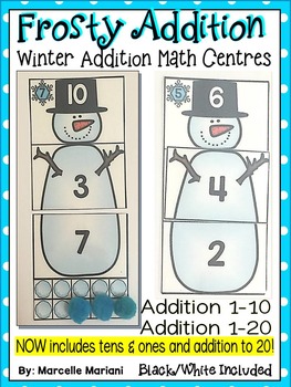 Preview of FROSTY ADDITION- WINTER MATH CENTRE ACTIVITIES- ADDITION TO 20