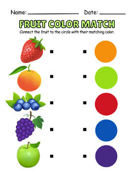 Preview of FRUIT COLOR MATCH - Elementary Printable/Worksheet