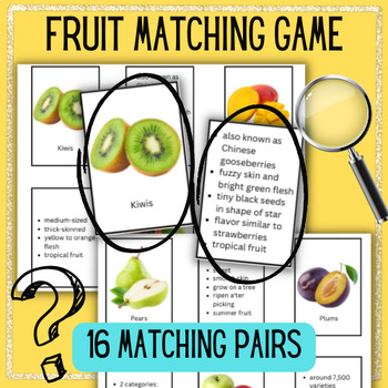 Preview of FRUIT Definitions Culinary Matching Game Prostart