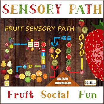 Preview of FRUITS Floor Path Set, Printable floor decor, Sensory path, motor stations