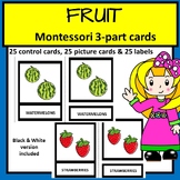 FRUIT  Montessori 3-part cards with clipart/color and blac