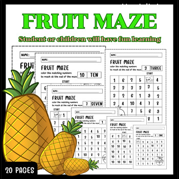Preview of FRUIT Number MAZE :Math Game For Kindergarten