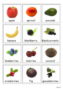 Fruits and Berries Communication Cards for Special Education by Angie S