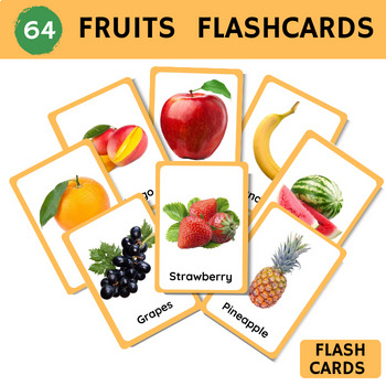 Preview of FRUITS Flash Cards (Real pictures) 64 Cards  Nomenclature FlashCards