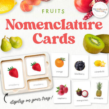 Preview of FRUITS Nomenclature Cards | Montessori Inspired Resource with Real Pictures