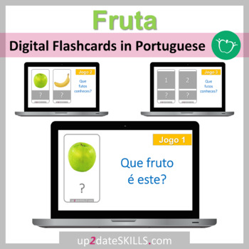 Preview of FRUTA - Fruit names in Portuguese digital flashcards - PowerPoint games