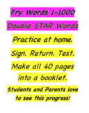 FREE. FRY  Sight High Frequency Words -1-1000 Double STAR 