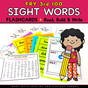 FRY 3rd 100 Sight Word Flashcards + Read, Build & Write by Two Curious ...