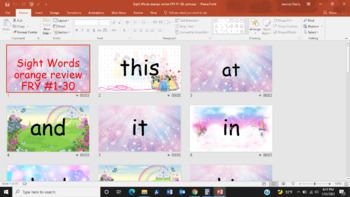 Preview of FRY Sight Words #1-30 PowerPoint Slideshow, PRINCESS Fairy Tale Theme RH MCW
