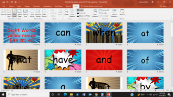 Preview of FRY Sight Words #1-40 PowerPoint Slideshow, SUPERHERO Theme RH MCW