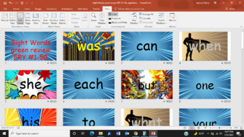 Preview of FRY Sight Words #1-50 PowerPoint Slideshow, SUPERHERO Theme RH MCW