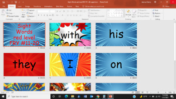Preview of FRY Sight Words #11-20 PowerPoint Slideshow, SUPERHERO Theme RH MCW