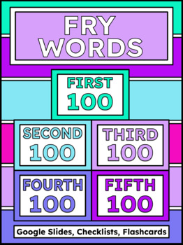 Preview of FRY WORDS 1-500 Google Slides Checklists Flashcards Virtual Learning Assessments