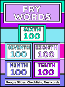 Preview of FRY WORDS 501-1000 Google Slides Checklists Flashcards Virtual Learning
