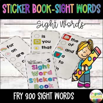 Preview of FRY's First 300 Words Sight Word Sticker Book| Literacy Center | Phonics