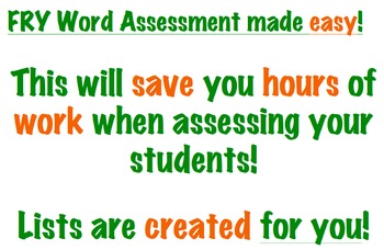 Preview of FRY word assessment 1-1000. Click on mispronounced word, list is created!