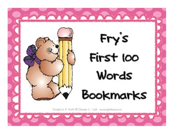 Preview of FRY'S FIRST 100 WORDS BOOKMARKS