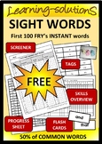 SIGHT WORDS - FRY'S STARTER BUNDLE First 100 words B&W + 3
