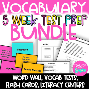 Preview of State Testing 5 week Test Prep Reading Vocabulary Bundle 3-5Th GRADE