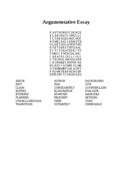 Preview of FSA Argumentative Writing Vocabulary Word Search