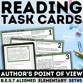 Preview of Author's Point of View Task Cards and Worksheets NonFiction Passages 3rd 4th 5th