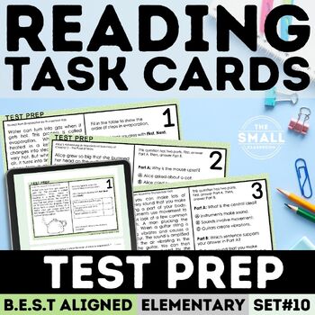 Preview of Reading Comprehension Task Cards ELA Test Prep 3rd 4th 5th grade intervention