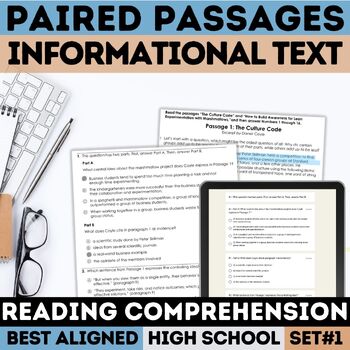 Preview of NonFiction Paired Text High School Reading Comprehension Passages & Questions