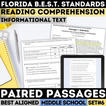 Preview of Non-Fiction Reading Paired Texts for FAST Test Prep Florida BEST Standards ELA