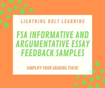 Preview of FSA Informative & Argumentative Essay Feedback Samples (FL Standards Assessment)
