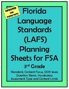 Preview of 3rd Grade FSA LAFS Planning Sheet with Question Stems