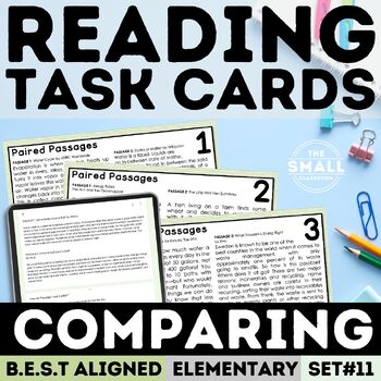 Preview of Paired Texts Task Cards Compare & Contrast Passages 3rd 4th 5th Grade NonFiction