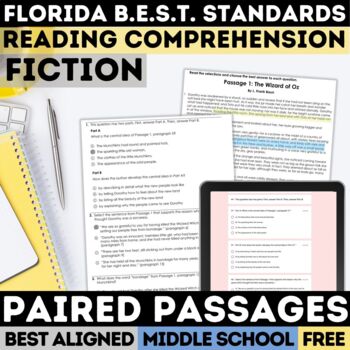 Preview of Paired Fiction Passages | B.E.S.T Standards | Print & Google Forms
