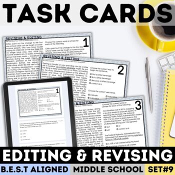 Preview of Revising and Editing Practice ELA Task Cards Florida BEST Standards 6th 7th 8th