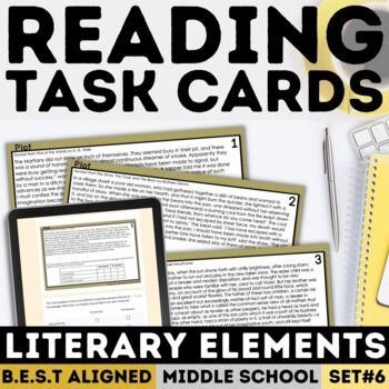 Preview of Literary Elements Worksheets Story Plot Element Passages & Quiz Task Cards