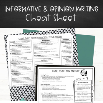 Preview of FSA Style Writing Cheat Sheets 4th & 5th grade